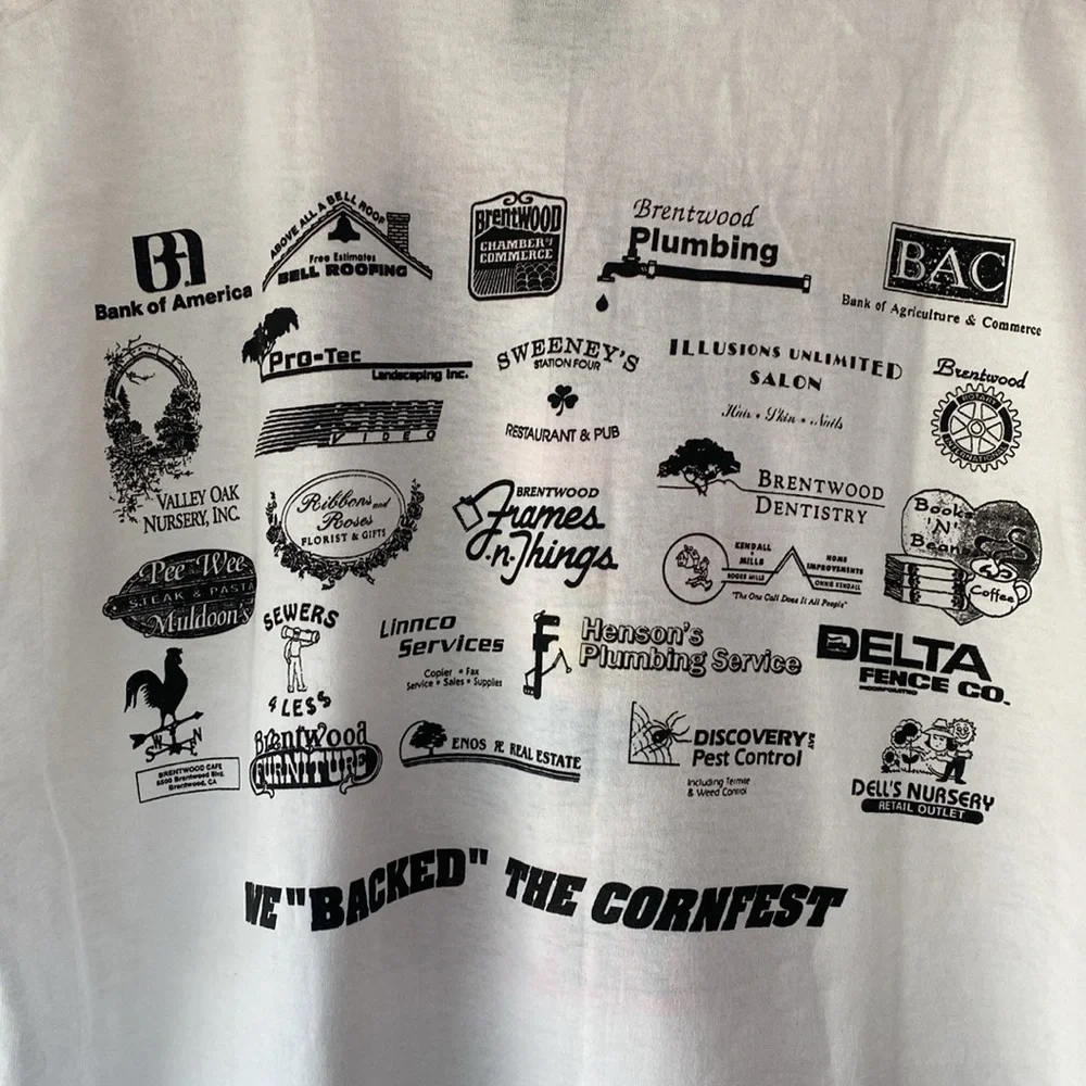 Vintage Brentwood Corn Fest Graphic Cotton Blend Single Stitch T-Shirt 90s Sz XL